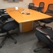 Sugar Maple Boat Shaped Boardroom Table w/ Grommets 96" x 48"